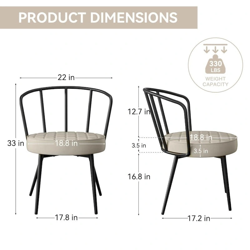 Chaises de salle à manger en cuir avec structure en métal