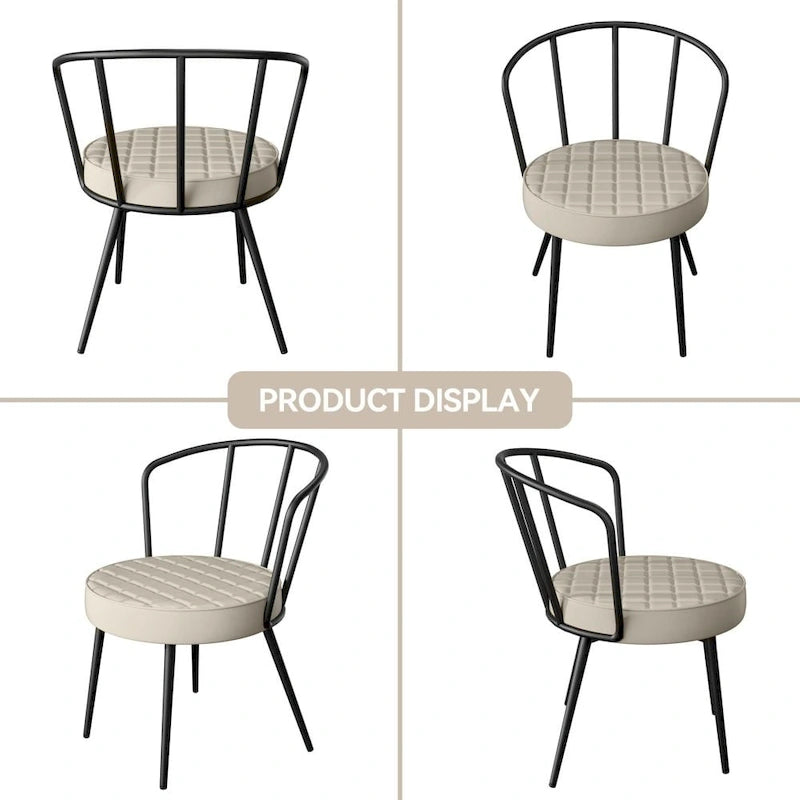 Chaises de salle à manger en cuir avec structure en métal