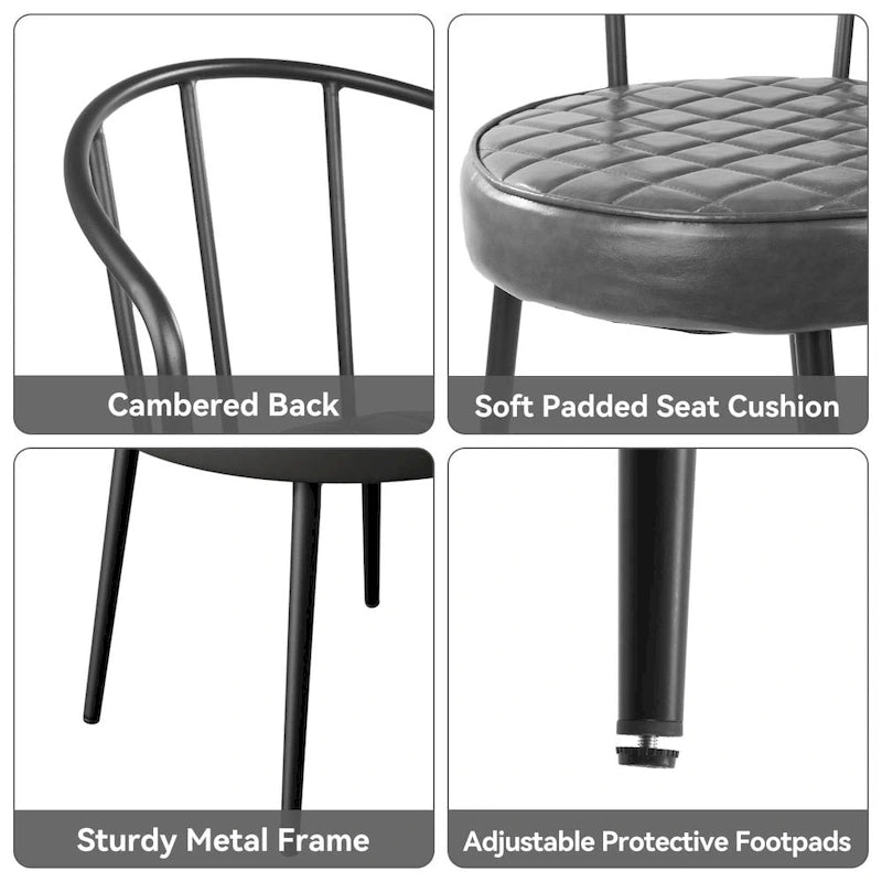 Chaises de salle à manger en cuir avec structure en métal