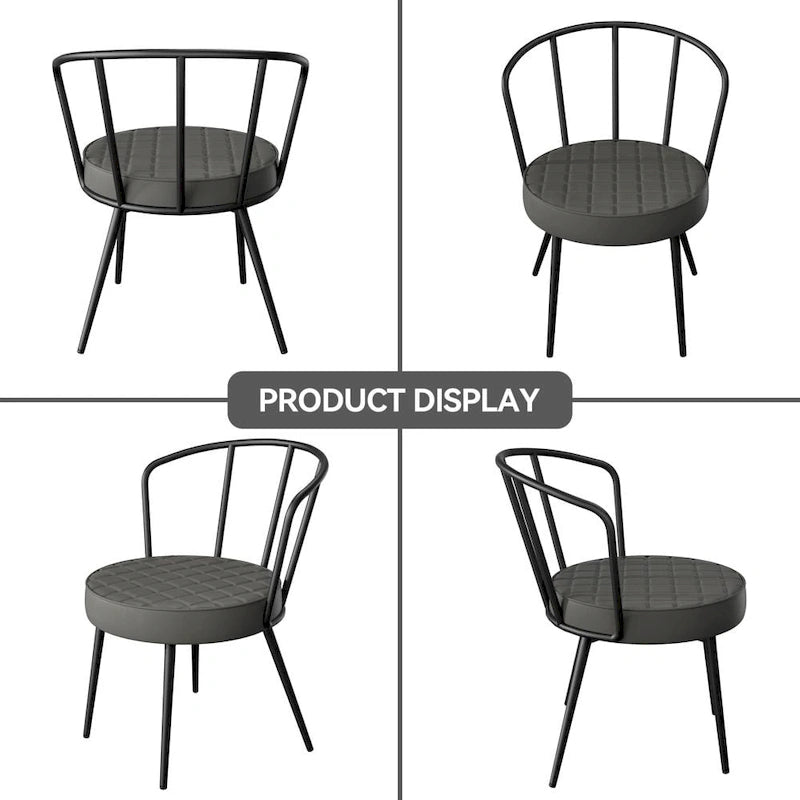 Chaises de salle à manger en cuir avec structure en métal
