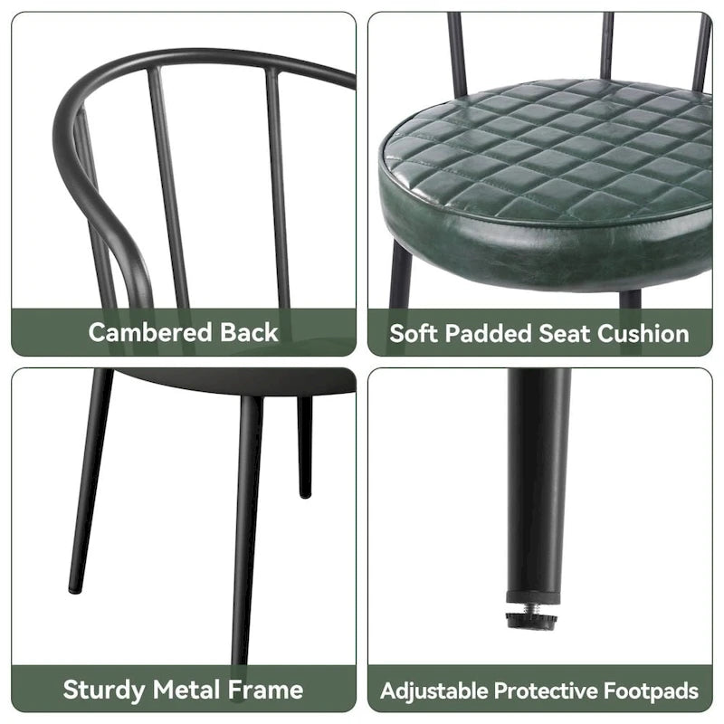Chaises de salle à manger en cuir avec structure en métal