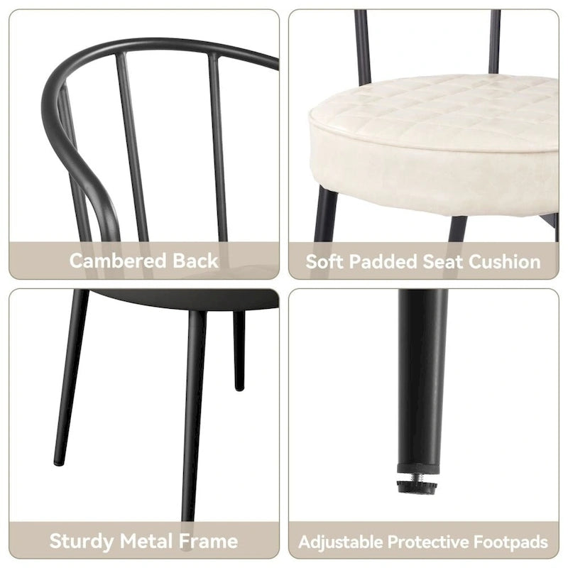 Chaises de salle à manger en cuir avec structure en métal