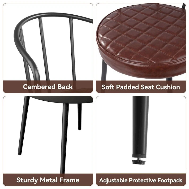 Chaises de salle à manger en cuir avec structure en métal