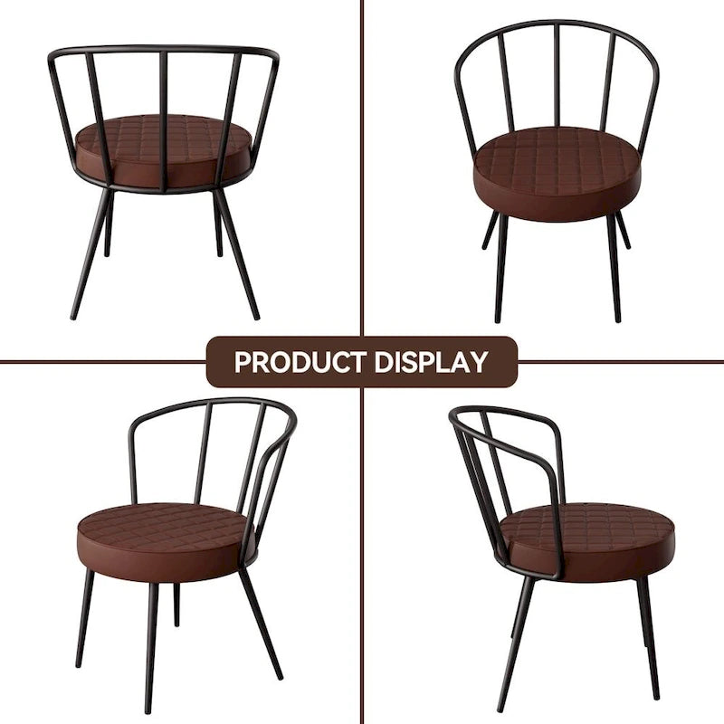 Chaises de salle à manger en cuir avec structure en métal