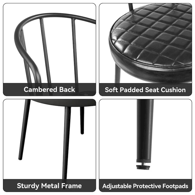 Chaises de salle à manger en cuir avec structure en métal